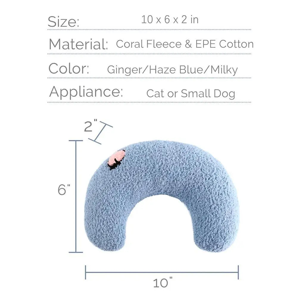 Pet Sleeping Pillow Ultra Soft Fluffy U-Shape Design Calming Security Pillow Great For Joint Relief For Cats And Dogs