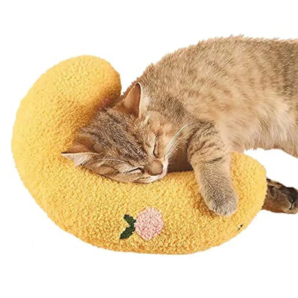 Pet Sleeping Pillow Ultra Soft Fluffy U-Shape Design Calming Security Pillow Great For Joint Relief For Cats And Dogs