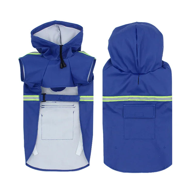 Doggie Raincoat with Collar/Harness Access and Reflective Safety Strips