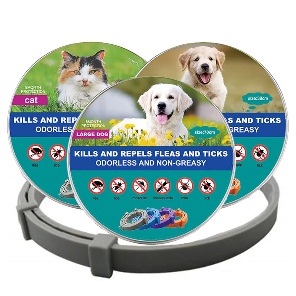 Dog and Cat Collar to Repel and Kill  Fleas, Ticks, Mosquitoes and Other Insects  38Cm 70Cm For Big and Small Dogs and Cats Pet Safe Formula and Waterproof