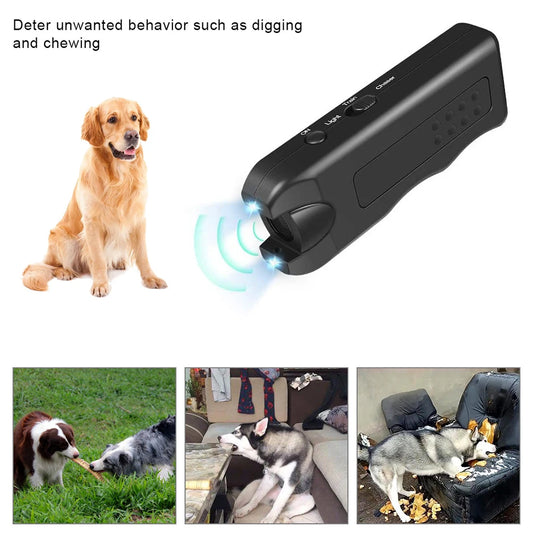 Ultrasonic, 100% Humane and Safe Protection for Pets and Humans Also a Training Tool plus Bark Stopper and Flashlight 