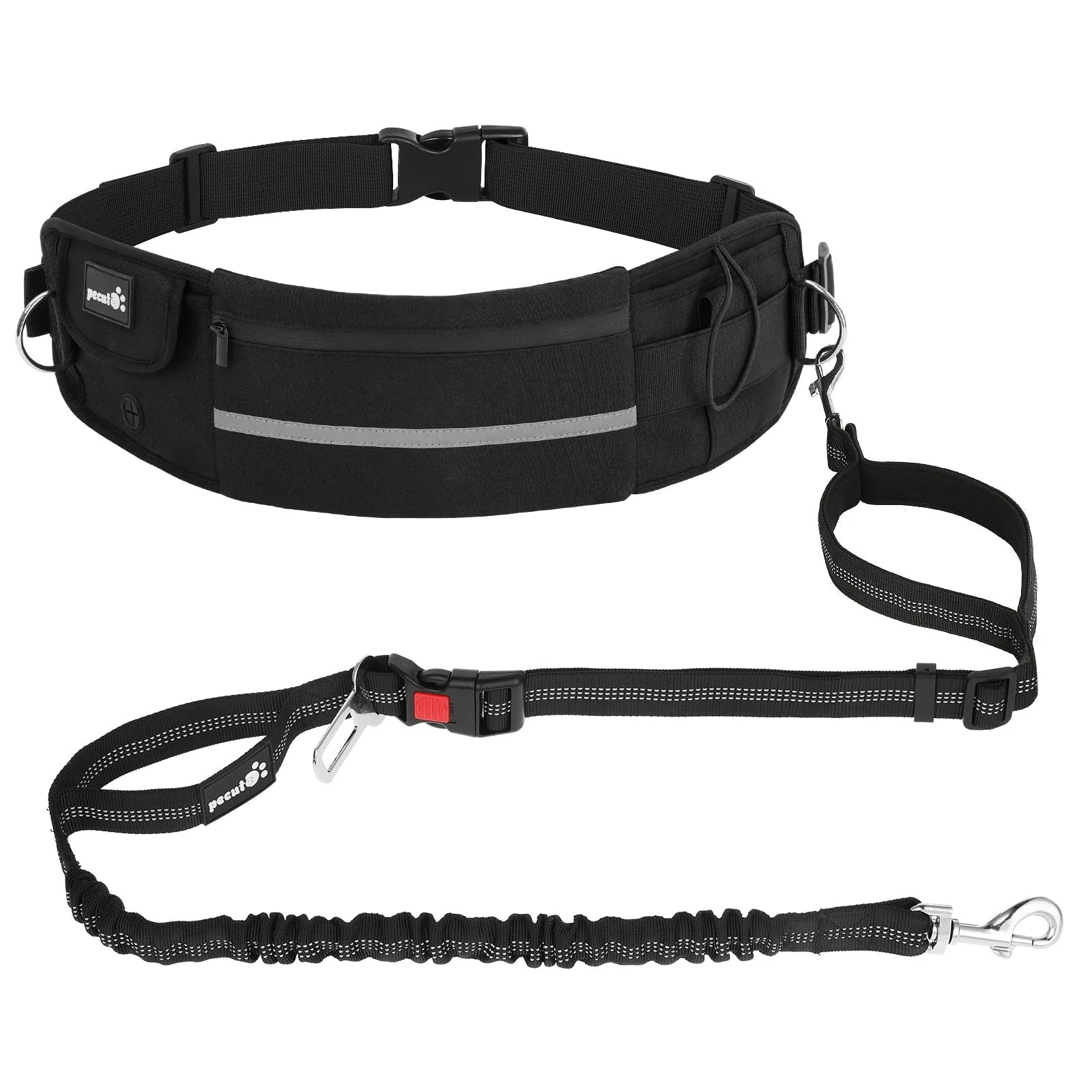 Superidag Hands-Free Dog Leash with Bag Black