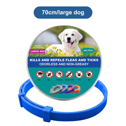 Dog and Cat Collar to Repel and Kill  Fleas, Ticks, Mosquitoes and Other Insects  38Cm 70Cm For Big and Small Dogs and Cats Pet Safe Formula and Waterproof