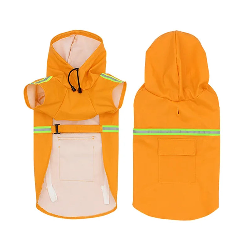 Doggie Raincoat with Collar/Harness Access and Reflective Safety Strips