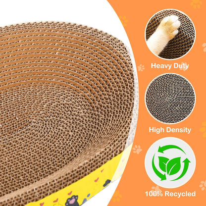 Cat Scratcher Play Lounge and Sleep Bed, Oval Corrugated Cardboard, Training for Furniture Protection Your Cat Will LOVE